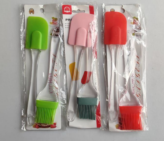 Premium Silicone Spatula & BBQ Oil Brush Set - 1 Pack