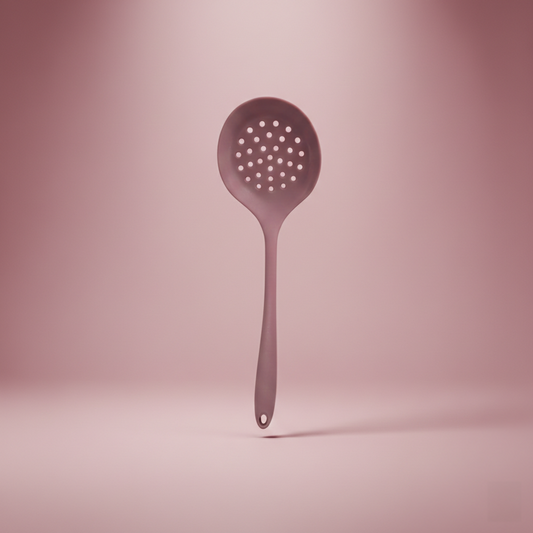 Long Handle Silicone Colander - Non-Stick Cooking Strainer Spoon