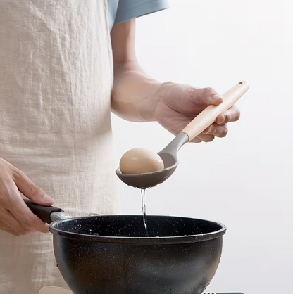 5PCS Non-Stick Silicone Spatula Set with Wooden Handles - Heat Resistant Kitchen Utensils (230°C)