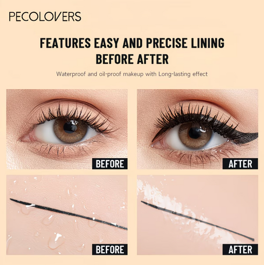 PECOLOVERS Liquid Eyeliner Pen - Waterproof, Long Lasting Black Eyeliner with Flexible Precision