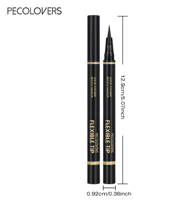 PECOLOVERS Liquid Eyeliner Pen - Waterproof, Long Lasting Black Eyeliner with Flexible Precision