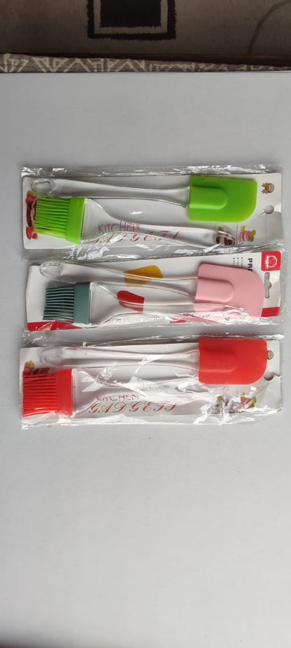 Premium Silicone Spatula & BBQ Oil Brush Set - 1 Pack