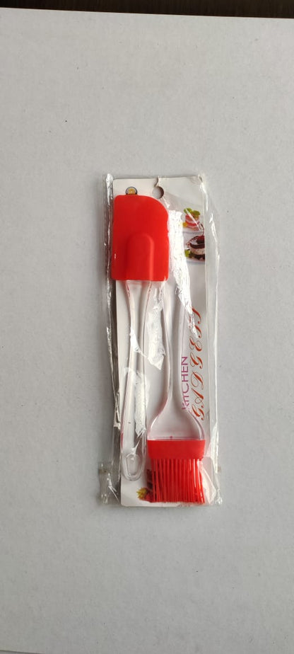 Premium Silicone Spatula & BBQ Oil Brush Set - 1 Pack