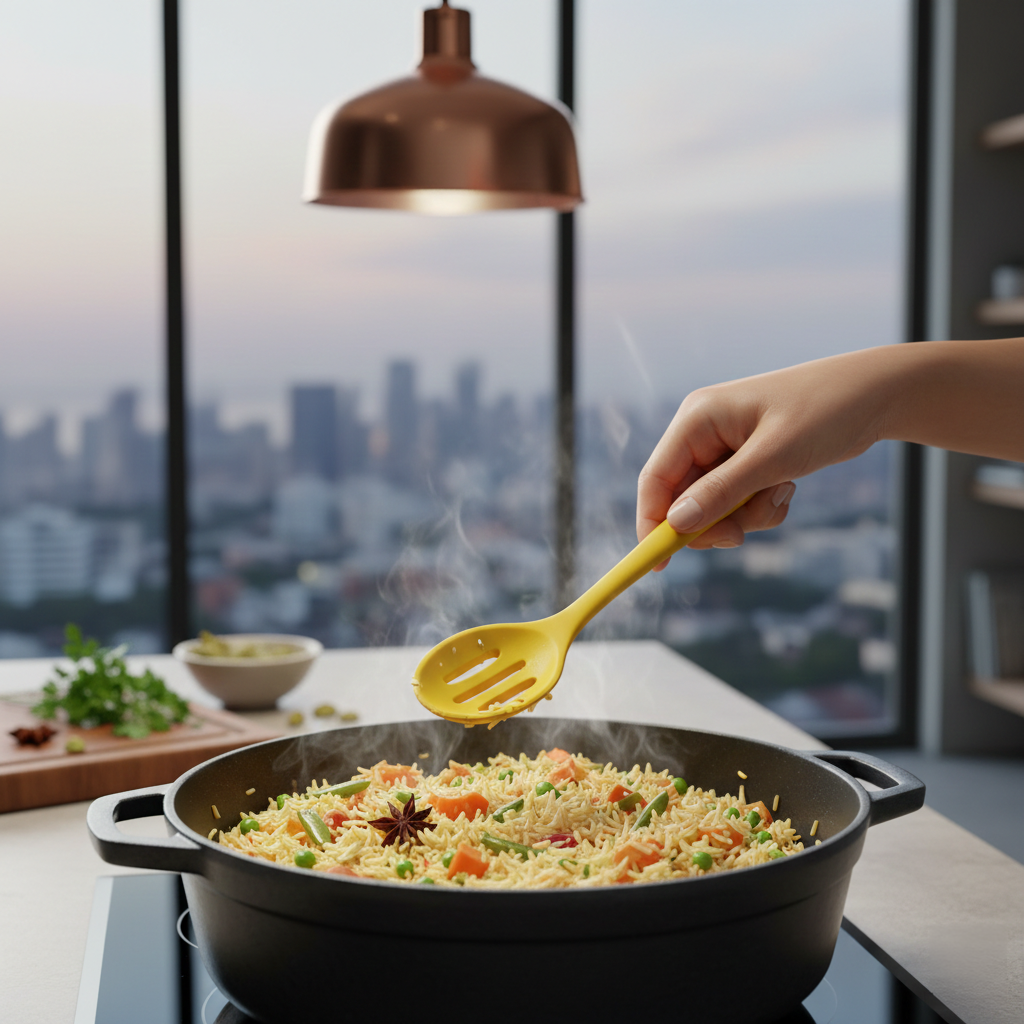 BPA- Free Silicone Slotted Spoon - For Frying & Draining