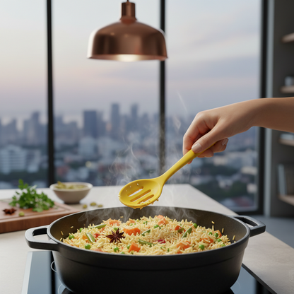 BPA- Free Silicone Slotted Spoon - For Frying & Draining