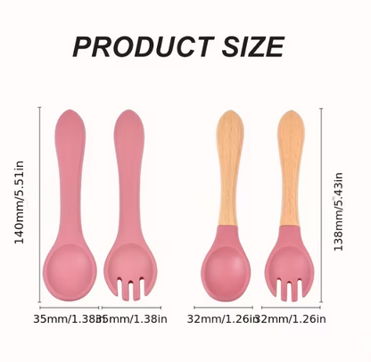 Easy Grip Soft Silicone Baby Spoon & Fork Set