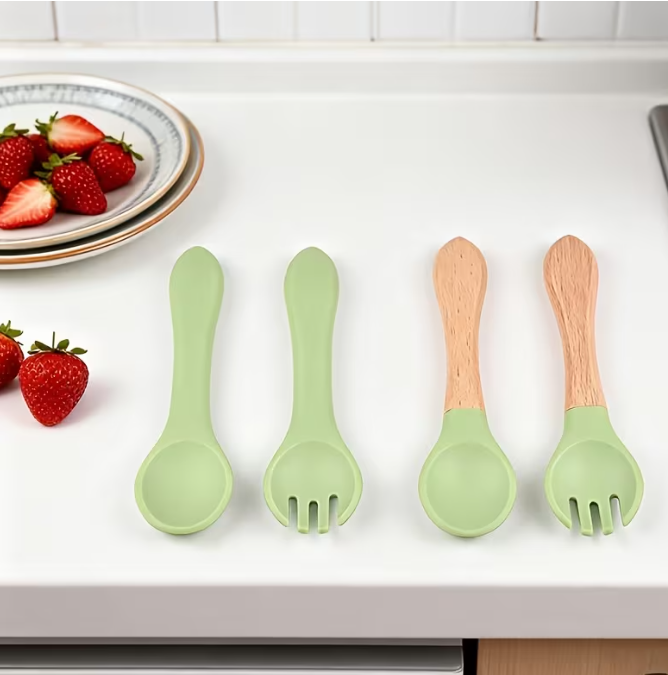 Easy Grip Soft Silicone Baby Spoon & Fork Set