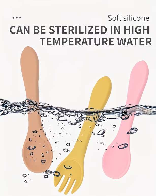 Easy Grip Soft Silicone Baby Spoon & Fork Set