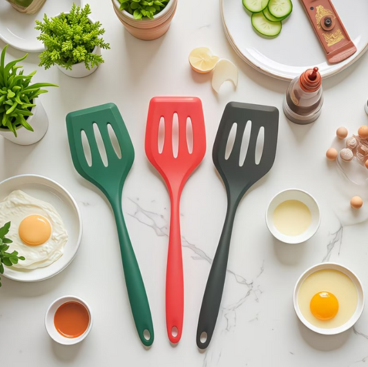 Premium Heat-Resistant Silicone Slotted Turner Spatula