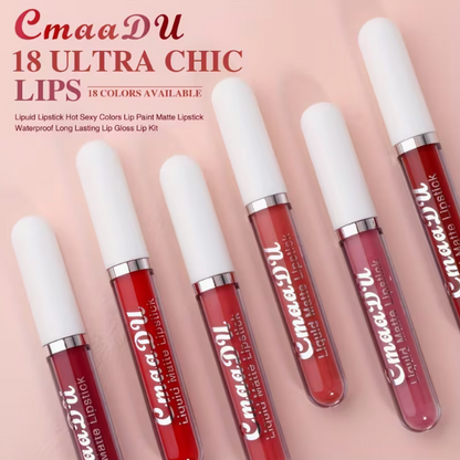 CmaaDU Matte Liquid Lipstick Set (6 Pcs), Long Lasting Waterproof Lip Gloss, Velvet Finish & Red Shades
