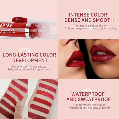 CmaaDU Matte Liquid Lipstick Set (6 Pcs), Long Lasting Waterproof Lip Gloss, Velvet Finish & Red Shades