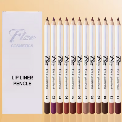 FTZO 12-Color Lip Liner Pencil Set – Matte Long Lasting Waterproof Lip Contour & Lipstick Pencil (Outline + Fill Dual Use)