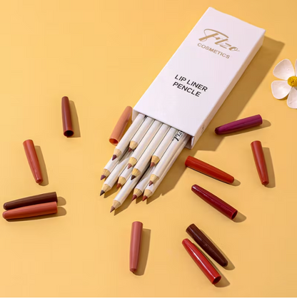 FTZO 12-Color Lip Liner Pencil Set – Matte Long Lasting Waterproof Lip Contour & Lipstick Pencil (Outline + Fill Dual Use)