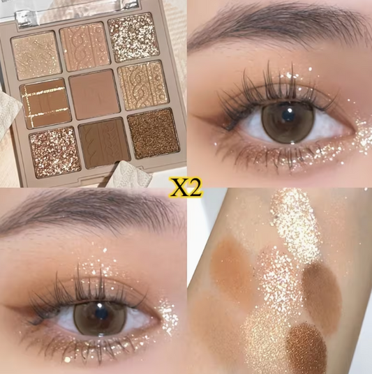 9 Color Eyeshadow Palette Matte & Shimmer Glitter - Long Lasting Highly Pigmented Eye Makeup Kit