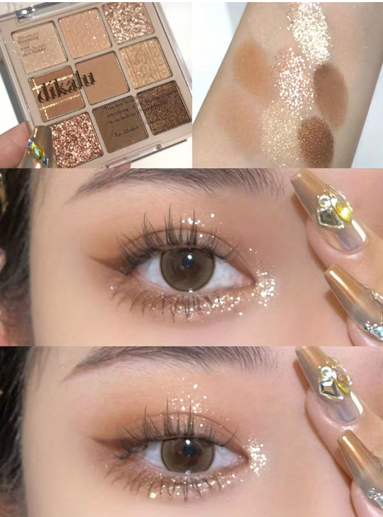 9 Color Eyeshadow Palette Matte & Shimmer Glitter - Long Lasting Highly Pigmented Eye Makeup Kit