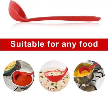 Silicone Spoon, Silicone Deep Soup Spoon, Heat Resistant Non-Stick Cooking Spoon