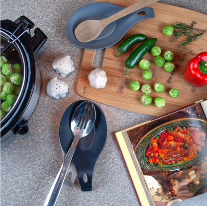 Heat-Resistant Silicone Spoon Holder Fork Spatula Rack Shelf Organizer