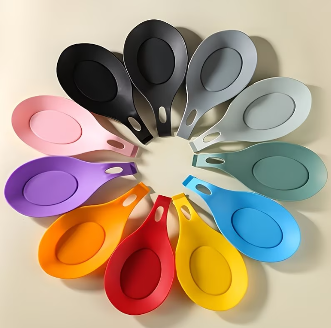 Heat-Resistant Silicone Spoon Holder Fork Spatula Rack Shelf Organizer