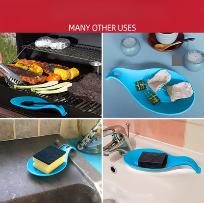 Heat-Resistant Silicone Spoon Holder Fork Spatula Rack Shelf Organizer