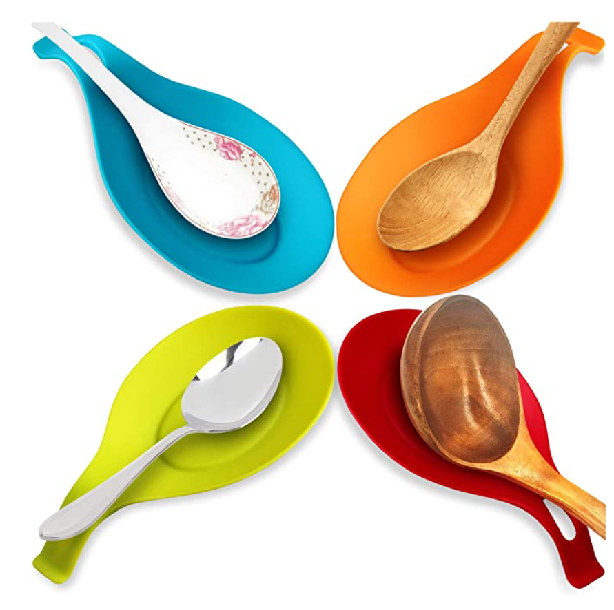 Heat-Resistant Silicone Spoon Holder Fork Spatula Rack Shelf Organizer