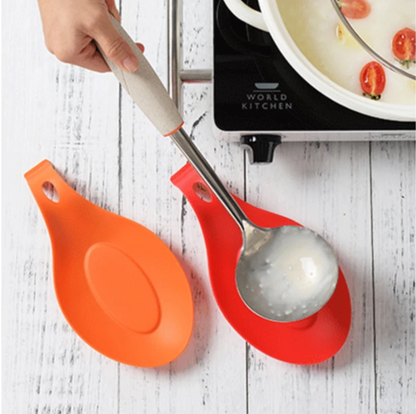 Heat-Resistant Silicone Spoon Holder Fork Spatula Rack Shelf Organizer