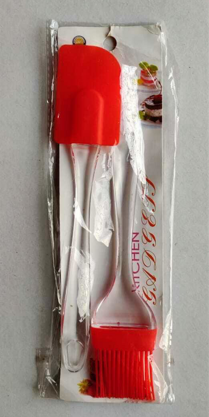 Premium Silicone Spatula & BBQ Oil Brush Set - 1 Pack