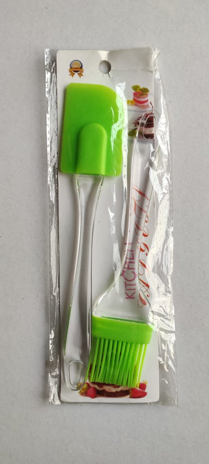 Premium Silicone Spatula & BBQ Oil Brush Set - 1 Pack