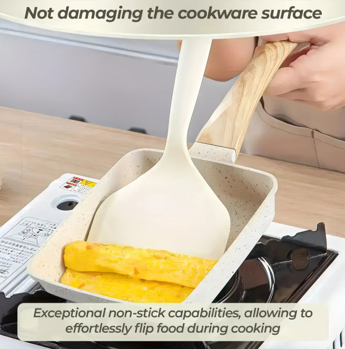 Silicone White Cooking Spatula, Non-Stick, Heat-Resistant, Easy Grip Turner