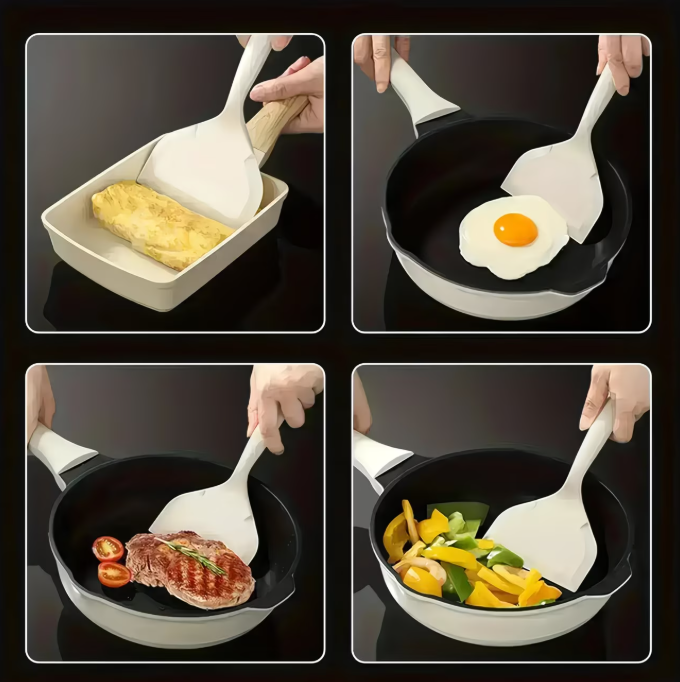 Silicone White Cooking Spatula, Non-Stick, Heat-Resistant, Easy Grip Turner