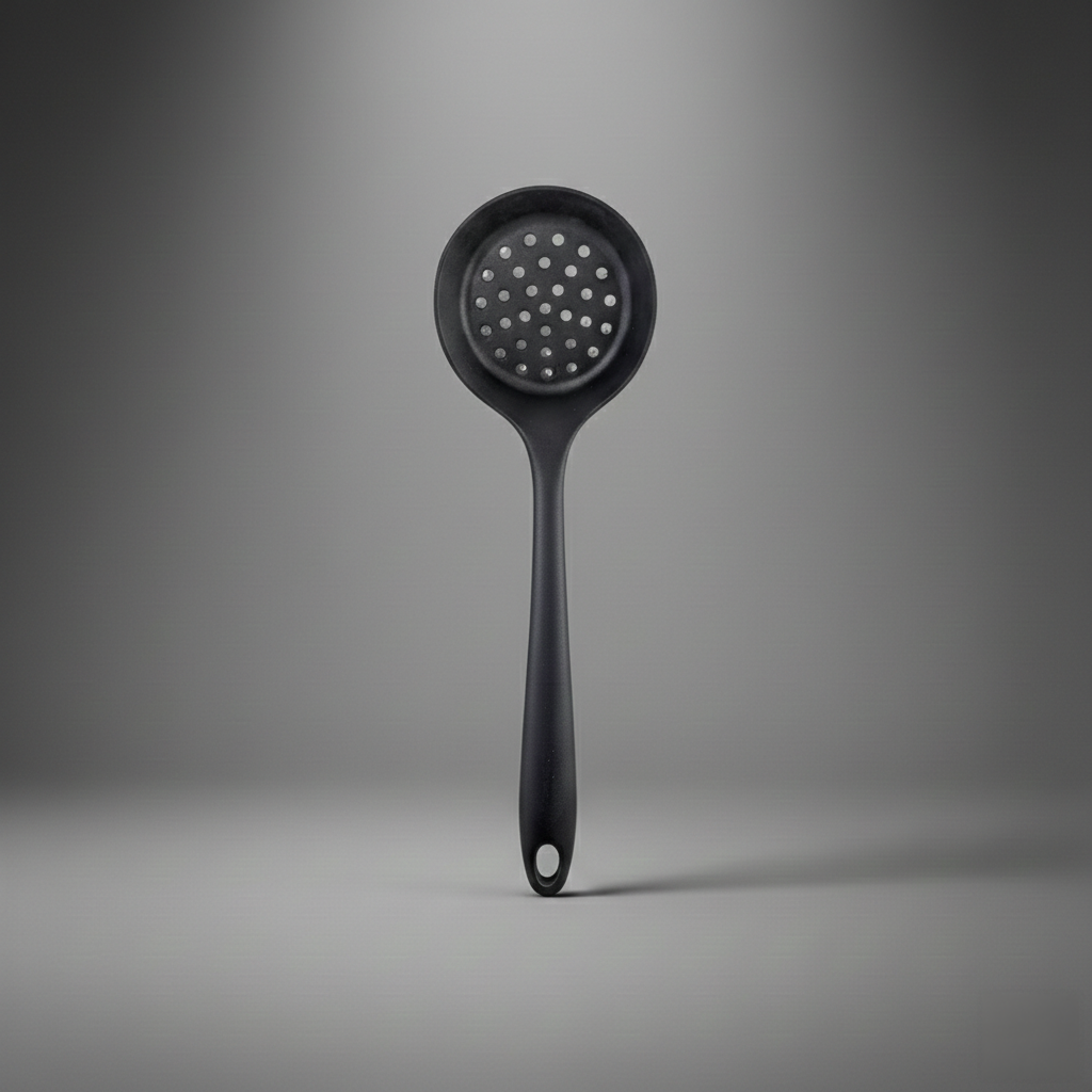 Long Handle Silicone Colander - Non-Stick Cooking Strainer Spoon