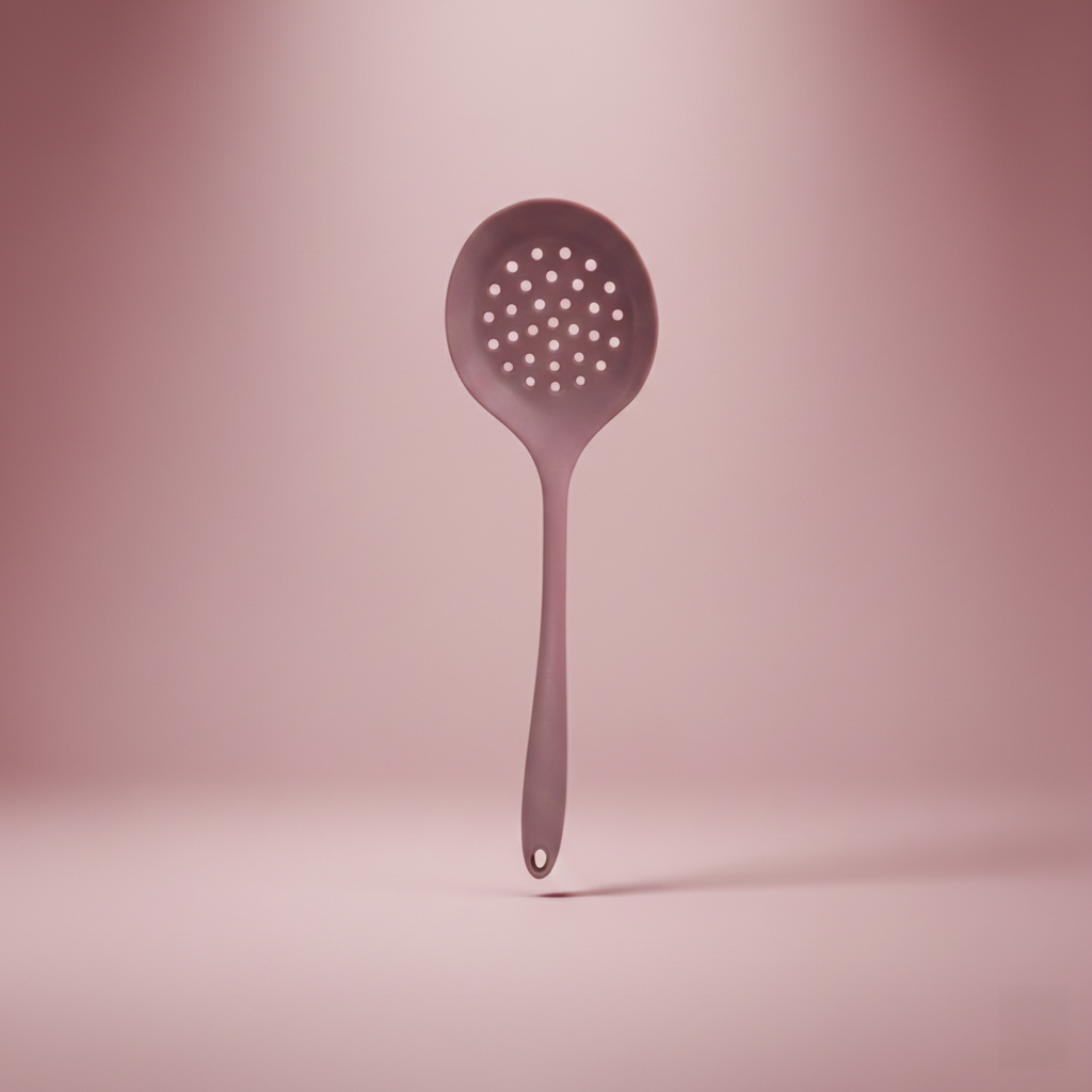 Long Handle Silicone Colander - Non-Stick Cooking Strainer Spoon